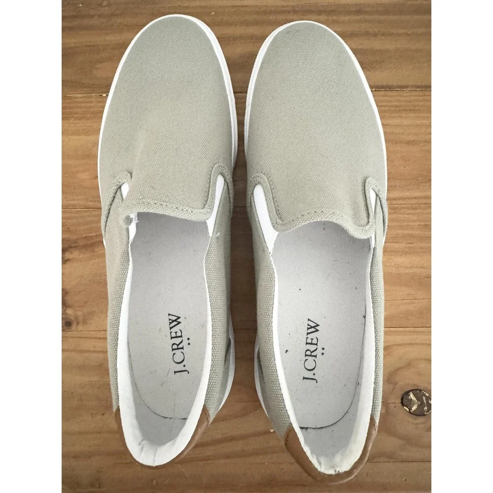 J. Crew Men's‎ Canvas Slip On Casual Sneakers Khaki Tan Size
